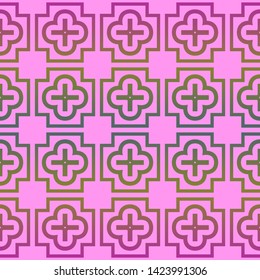 Seamless geometric pattern. Vector illustration. Purple yellow color.