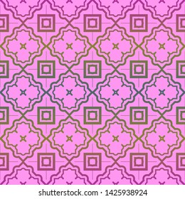 Seamless geometric pattern. Vector illustration. Purple yellow color.