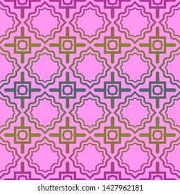 Seamless geometric pattern. Vector illustration. Purple yellow color.