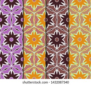 Seamless geometric pattern. Vector illustration. Set of color panel