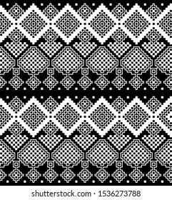 Seamless geometric pattern. Vector illustration. Repeating ethnic ornamental design. Modern black and white print.