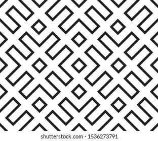 Seamless geometric pattern. Vector illustration. Repeating ethnic ornamental design. Modern black and white print.