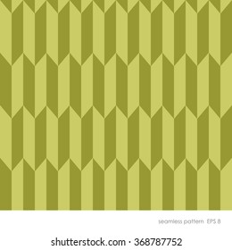 Seamless geometric pattern of vertical rectangular elements with bevelled corner. In one color scale gradient dark mustard yellow.