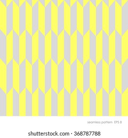 Seamless geometric pattern of vertical rectangular elements with bevelled corner. The combination of the two colors light gray and yellow lemon.
