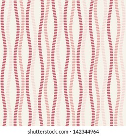Seamless geometric pattern. Vertical wavy dots. Vector repeating texture with curvature effect