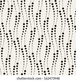 Seamless geometric pattern. Vertical wavy dotted stripes. Vector repeating texture with circles