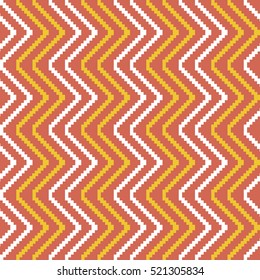 Seamless geometric pattern. Vertical zigzag of stair step lines. Knitted ornament