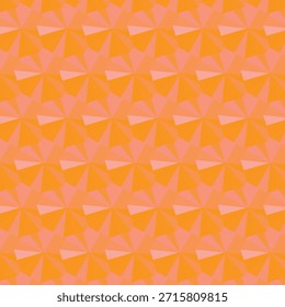Patrón geométrico sin fisuras con Formas de abanico naranja y rosa vibrantes sobre fondo rosa apagado ideal para uso de diseño.