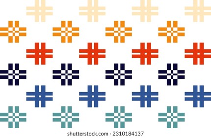 seamless geometric pattern with vintage color cross shape repeat style, replete image design for fabric printing
