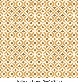 Seamless geometric pattern with vintage squares and rhombus in golden tones for decorative wallpaper and textile design