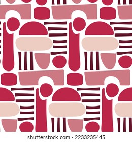 Стоковое векторное изображение: Seamless geometric pattern in Viva Magenta color. Color of the year 2023. Minimalistic geometric background. Trend illustration.