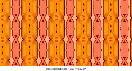 Seamless Geometric Pattern with Warm Orange and Red Tones