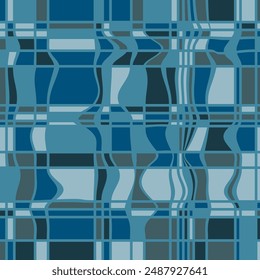 Seamless geometric pattern with wave lines, rectangles and squares. For printing on fabric, wallpaper, gift paper. Vector