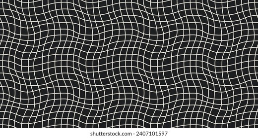 Seamless geometric pattern. Waves and circles in black and white. Vector illustration