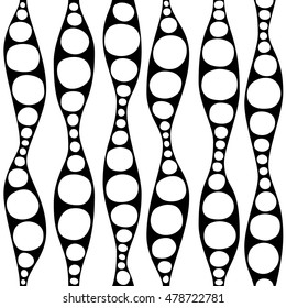 Seamless geometric pattern. Waves and circles in black and white. Graphic design element for web sites, stationary printables, fabric, scrapbooking etc.
