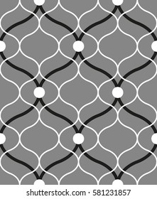 Seamless geometric pattern with wavy line. Vector art.