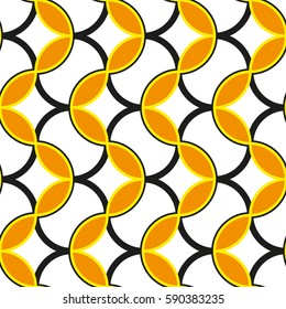 Seamless geometric pattern with wavy line. Vector art.
