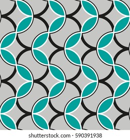 Seamless geometric pattern with wavy line. Vector art.
