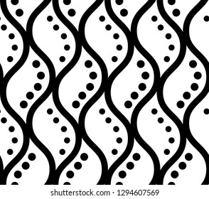 Seamless geometric pattern with wavy lines. Vector art.
