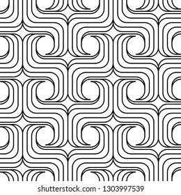 Seamless geometric pattern with wavy lines. Vector art.