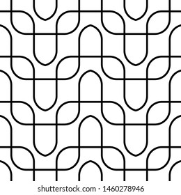 Seamless geometric pattern with wavy lines. Vector art.