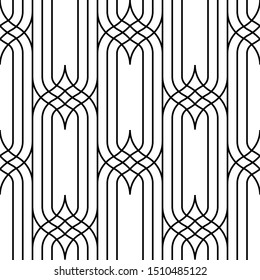 Seamless geometric pattern with wavy lines. Vector art.