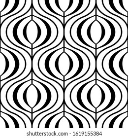 Seamless geometric pattern with wavy lines . Vector art.
