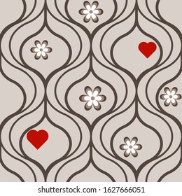 Seamless geometric pattern with wavy lines. Vector art.