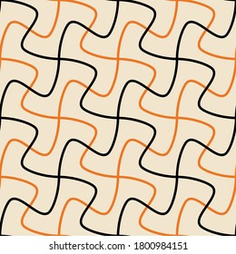 Seamless geometric pattern with wavy lines. Vector art.