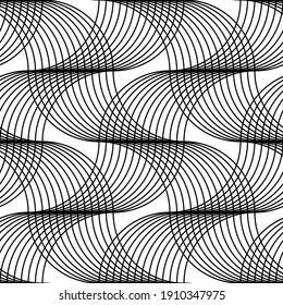 Seamless geometric pattern with wavy lines. Vector art.