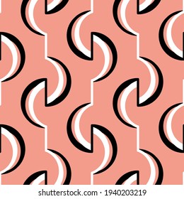 Seamless geometric pattern with wavy lines. Vector art.