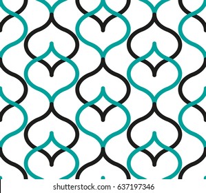 Seamless geometric pattern with wavy lines. Vector art.