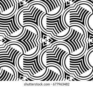 Seamless geometric pattern with wavy lines. Vector art.
