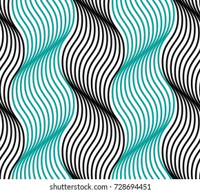Seamless geometric pattern with wavy lines. Vector art.