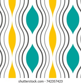 Seamless geometric pattern with wavy lines. Vector art.
