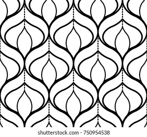 Seamless geometric pattern with wavy lines. Vector art.