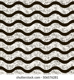 Seamless geometric pattern. Wavy monochrome stripes. Vector graphic texture with grunge effect.