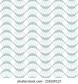 Seamless geometric pattern. Wavy stripes of smooth squares. Vector repeating texture with curvature effect
