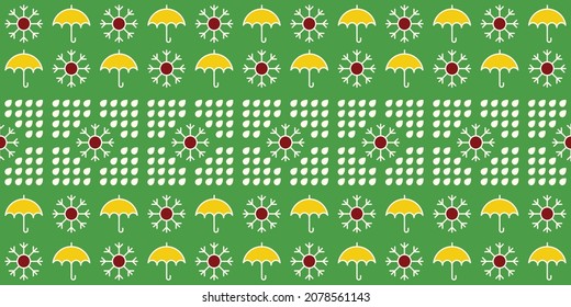 Seamless geometric pattern weathers. Cloud, rain, storm, snow. Vector wallpaper background