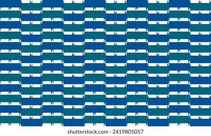 Seamless geometric pattern of white green and blue stripes on a blue background, repeat pattern design for fabric print or wallpaper, backdrop, texture, horizontal pattern Vectors