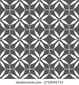 Seamless geometric pattern with white lace flowers. Vector graphics.