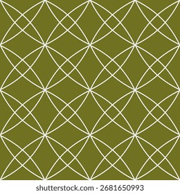 Patrón geométrico sin fisuras con líneas serpenteantes blancas sobre un fondo verde. Gráficos de Vector.  