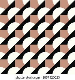 Seamless geometric pattern. White semicircles. Brown triangles.