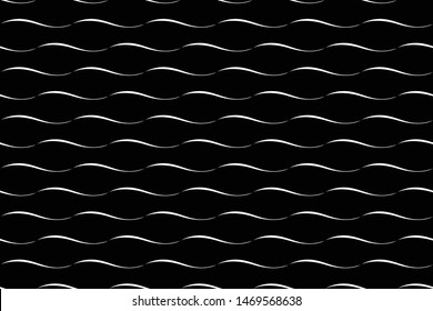 seamless geometric pattern. White wave on a black background. abstract, vector, illustration