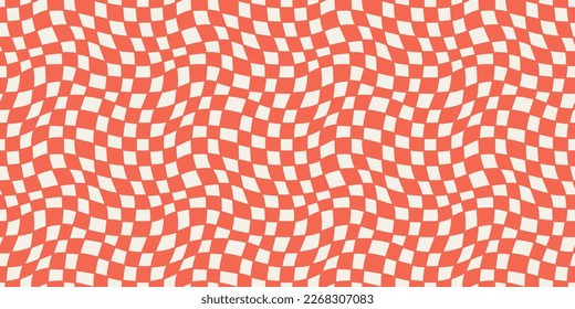 Seamless geometric pattern with woven and distorted checkers
