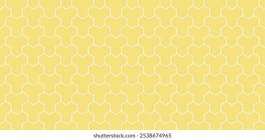 Padrão geométrico contínuo. Fundo abstrato amarelo com linhas brancas.