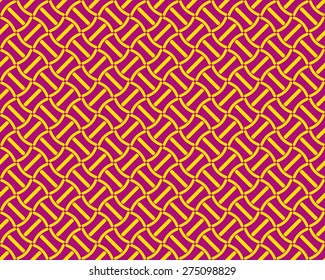 Seamless Geometric Pattern of Yellow Color on Purple Background.