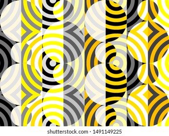 Seamless geometric pattern. Yellow pattern in a patchwork collage style. Vector image.