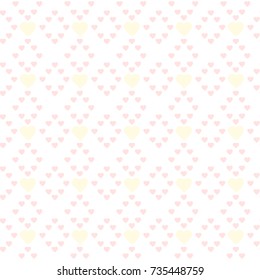 Seamless geometric pattern with yellow and pink hearts.