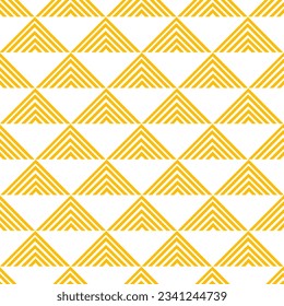 Seamless geometric pattern with yellow  triangle on white background.